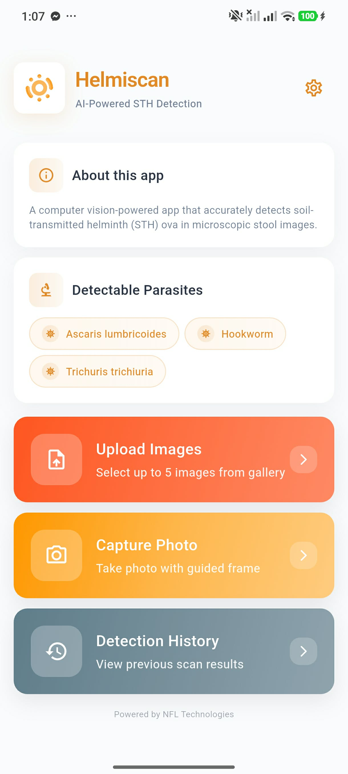 Helmiscan app screen